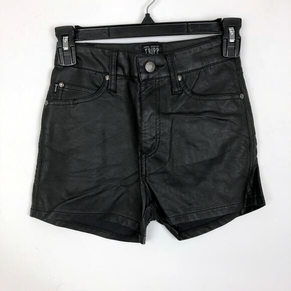Tripp NYC Womens Shorts Size 25 1 Black Faux Leather Y2K Hot Topic Goth